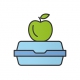 Lunchbox color icon. Apple on lunch box.